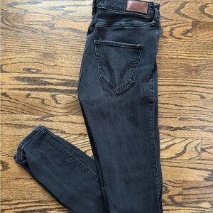 Hollister Black Denim Distressed Super Skinny Long Jeans